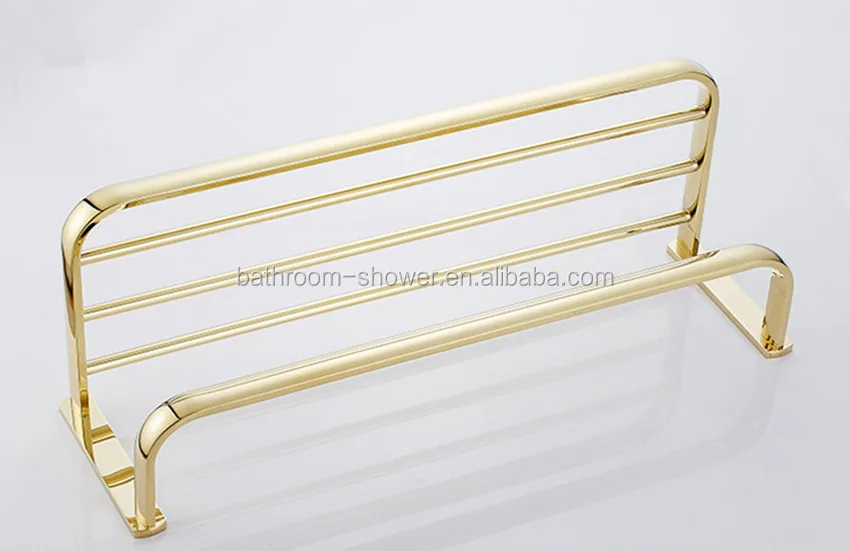 
Hotel Bathroom brass Gold fashion Bath towel rack,shower double towel holder 