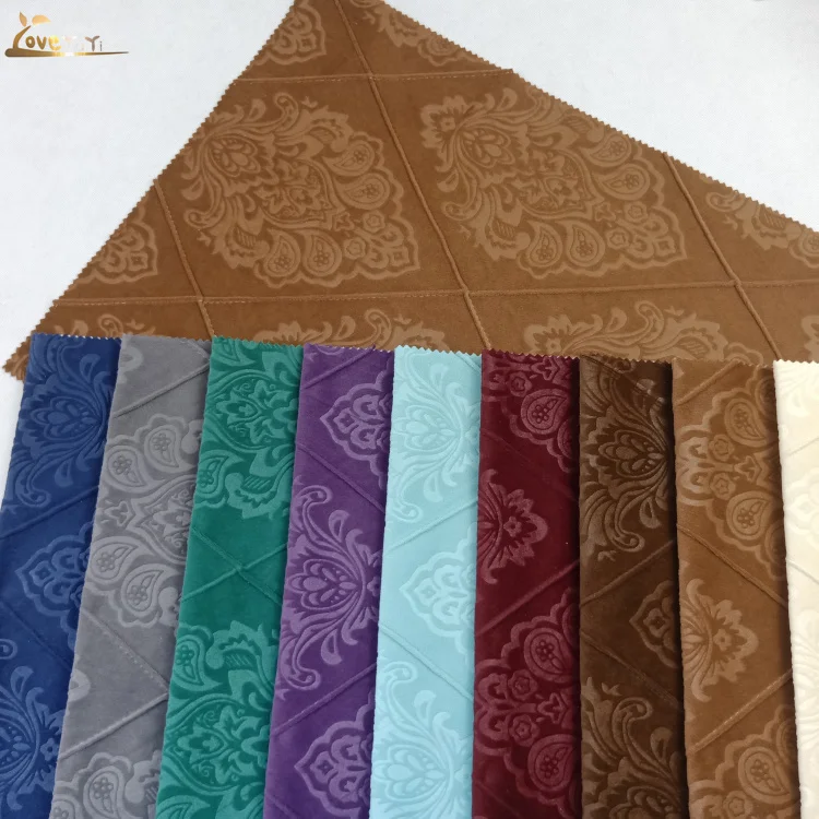 
Floral Embossing Velvet Embroidery Fleece Fabric For Sofa Furniture Material 