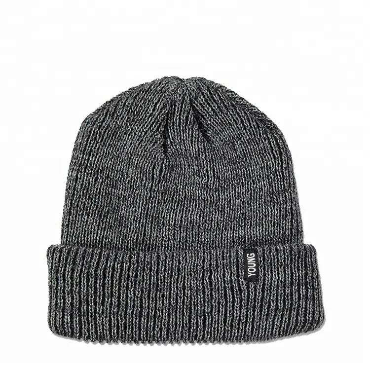 Rib Knitted Beanie WIth Custom Label, Custom Woven Label Beanie, Plain Color Beanie Wholesale