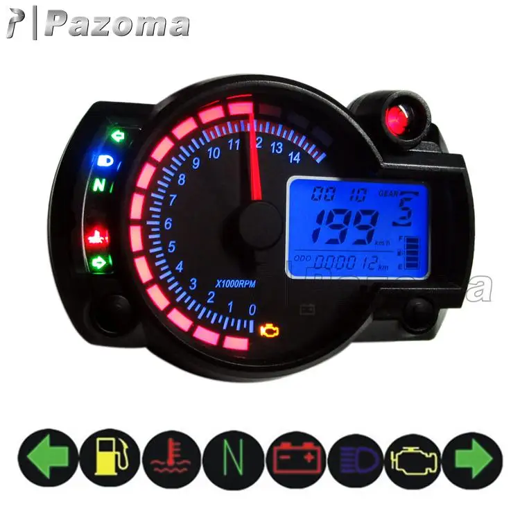 Universal Adjustable LCD Digital Motorcycle Tachometer Speedometer Odometer Instrument Panel