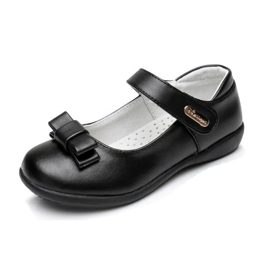 Новинка, школьная обувь из натуральной кожи, черные школьные туфли для девочек, детская обувь-униформа