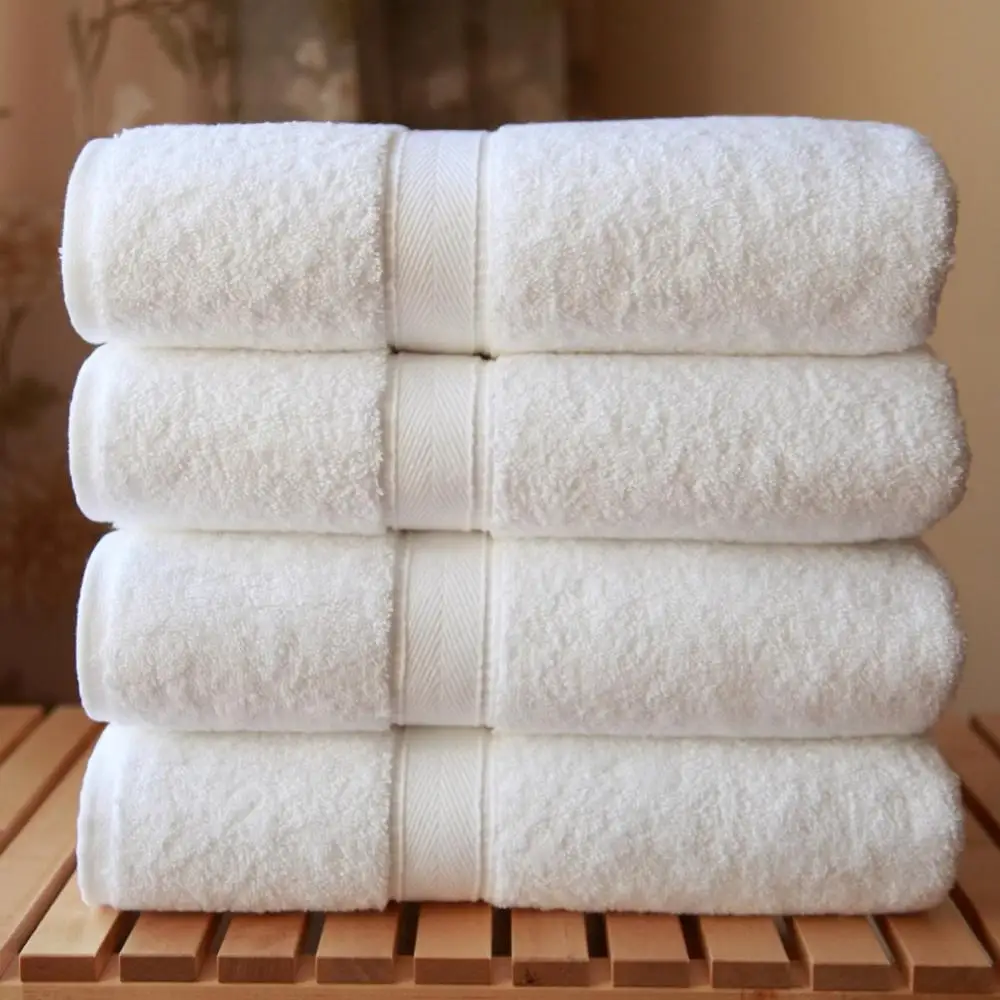 Hotel Supplies Luxury 600gsm 5 Star Hotel Bath Towel Set White Cotton Towels