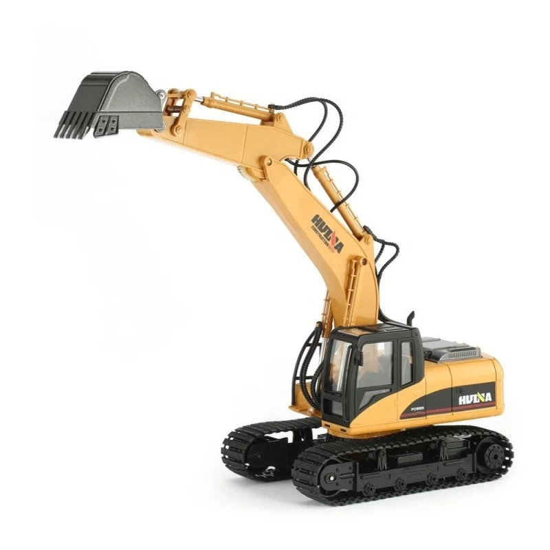 
New HuiNa Toys 15 Channel 2.4G 1/14 RC Excavator Charging RC Car With Battery RC Alloy Excavator RTR For kids Boy 