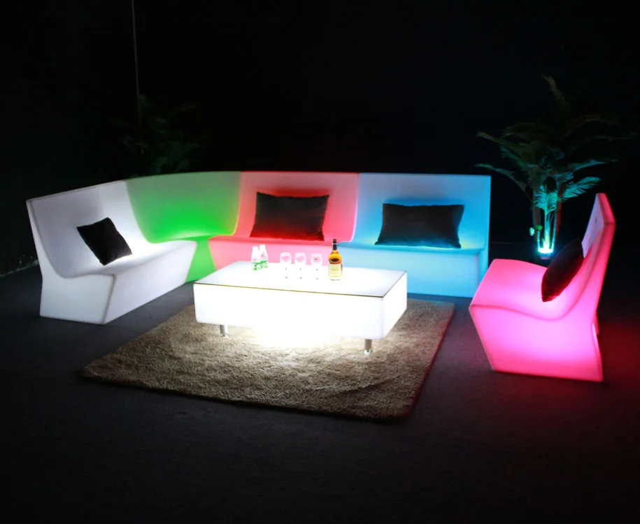 LED Bar LED Sofas Plastic Illuminate Night Club Sofa Modern Glowing Sofa Sets For Home And Garden
