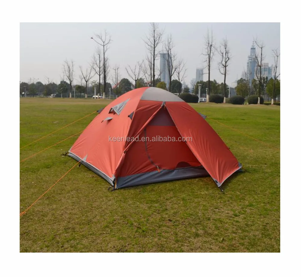 3-4 person double layer dual doors aluminum pole Outdoor Camping tent Four season Family Tents For adventure Tent