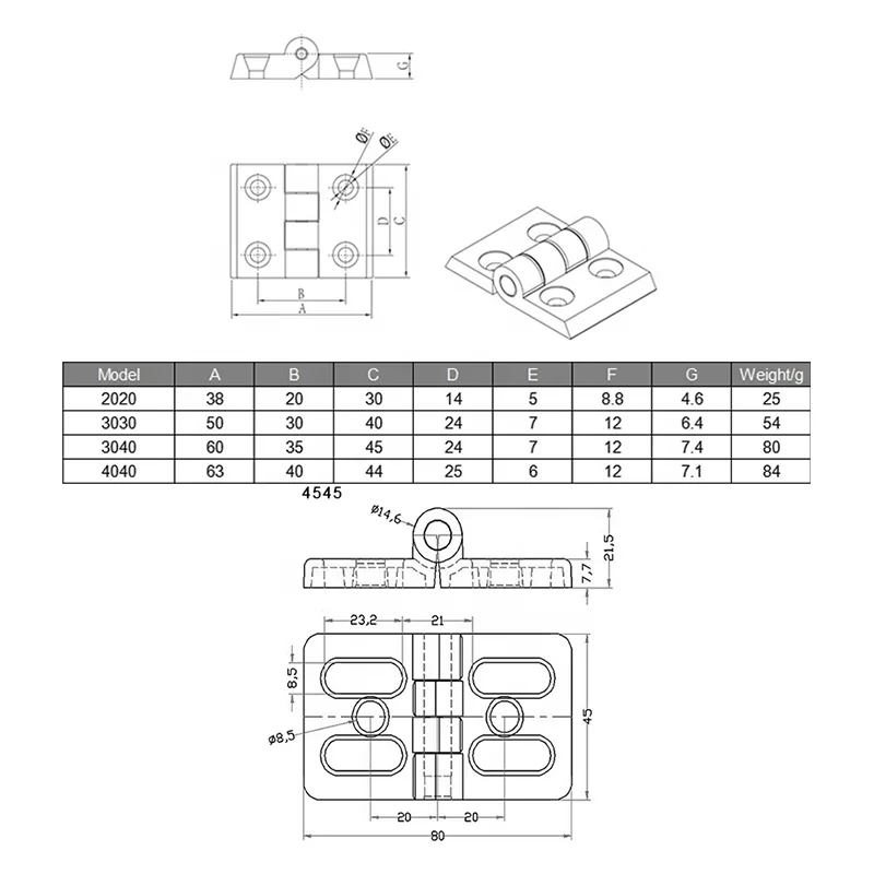 Оптовая продажа петли из цинкового сплава серии 2020 для алюминиевого профиля экструзии