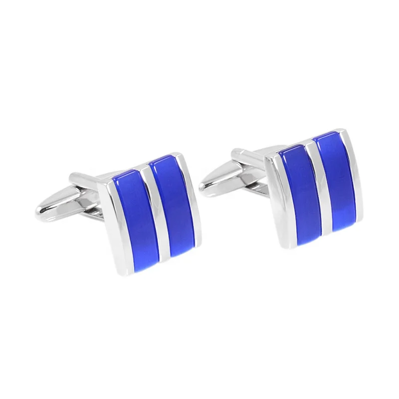 SAVOYSHI Blue Cat eye stones Cufflinks Square Opal Cuff links Wedding Gift Accessories