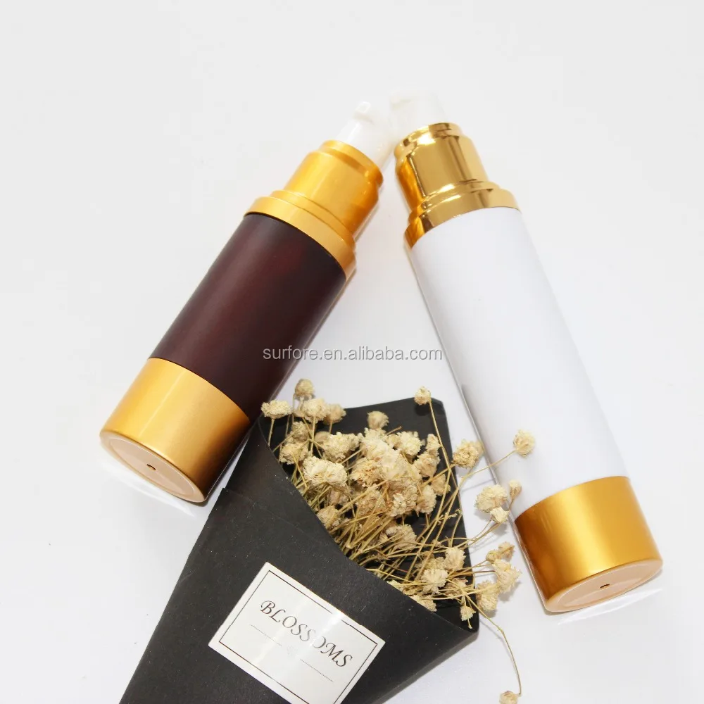cosmetic golden 15ml 30ml 50ml airless bottle with spray pump supplier