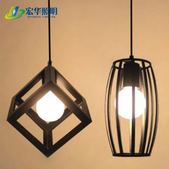 Black iron material suspended wire ceiling lighting decorative loft pendant lamps