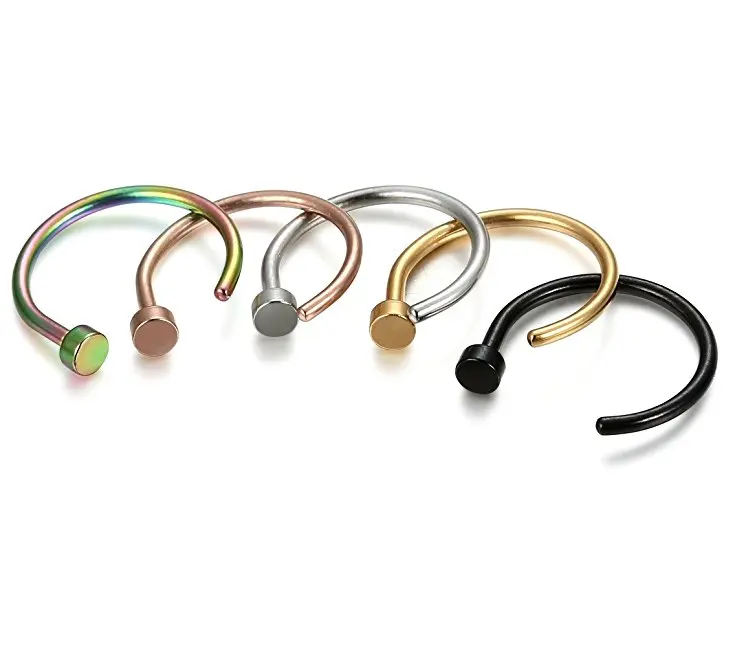 Wholesale retail cheap fancy plated titanium colorful body jewelry screw nose ring stud nose piercing jewelry