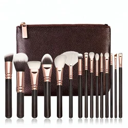 Custom Logo makeup brush set 15pcs rose gold makeup brushes