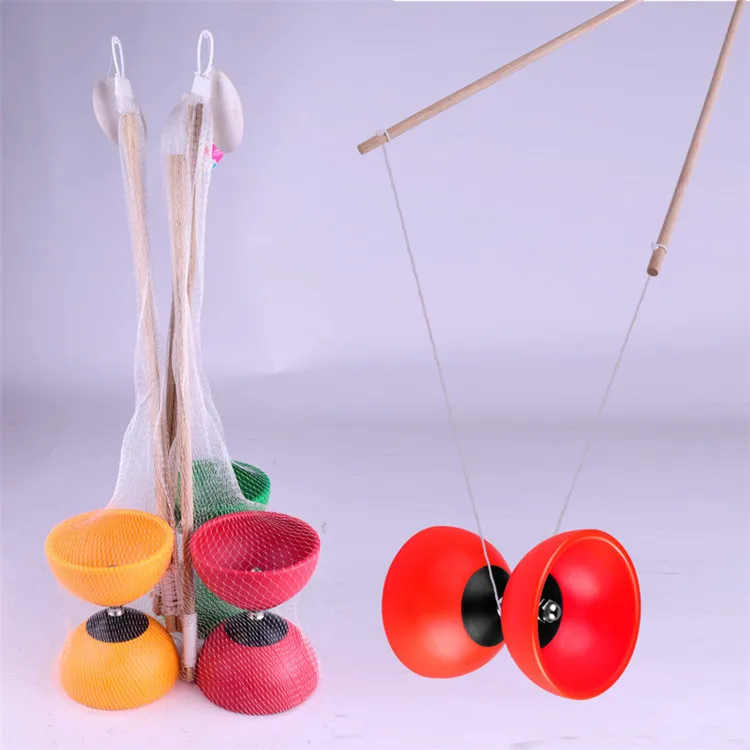 Wholesale Funny Chinese YoYo Toys Diabolo Wooden Sticks String Bag Toys Plastic Bowl Gyro Toy