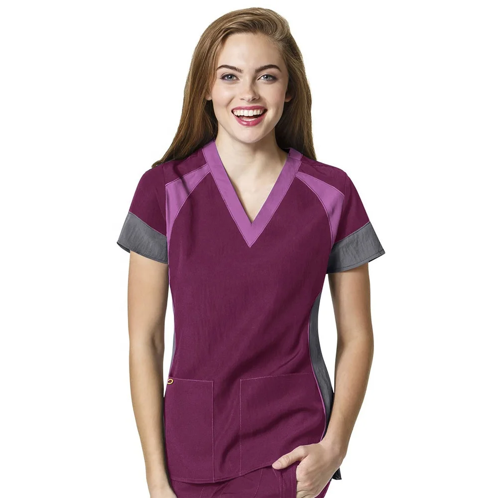 New Style Fashionable Nurse Uniform Design Nurse Scrub Top