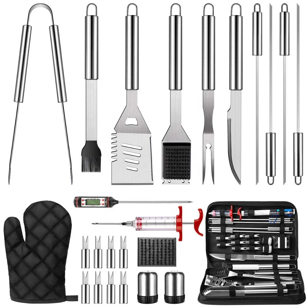
Premium Grilling Accessories for Barbecue 21-Piece Heavy Duty Stainless Steel Grilling Utensils Tools with Aluminum Storage Case Premium Grilling Accessories for Barbecue