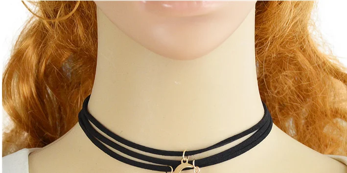 Cheap black short sun star moon pendant necklace N53-13