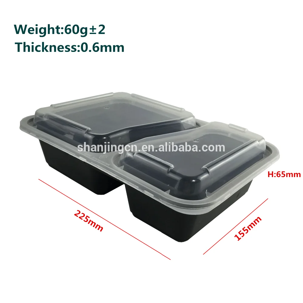 2 Compartment Microwave Reusable Plastic Food Storage Container,Bento Lunch Box Stackable Reusable Microwave Dishwasher Safe