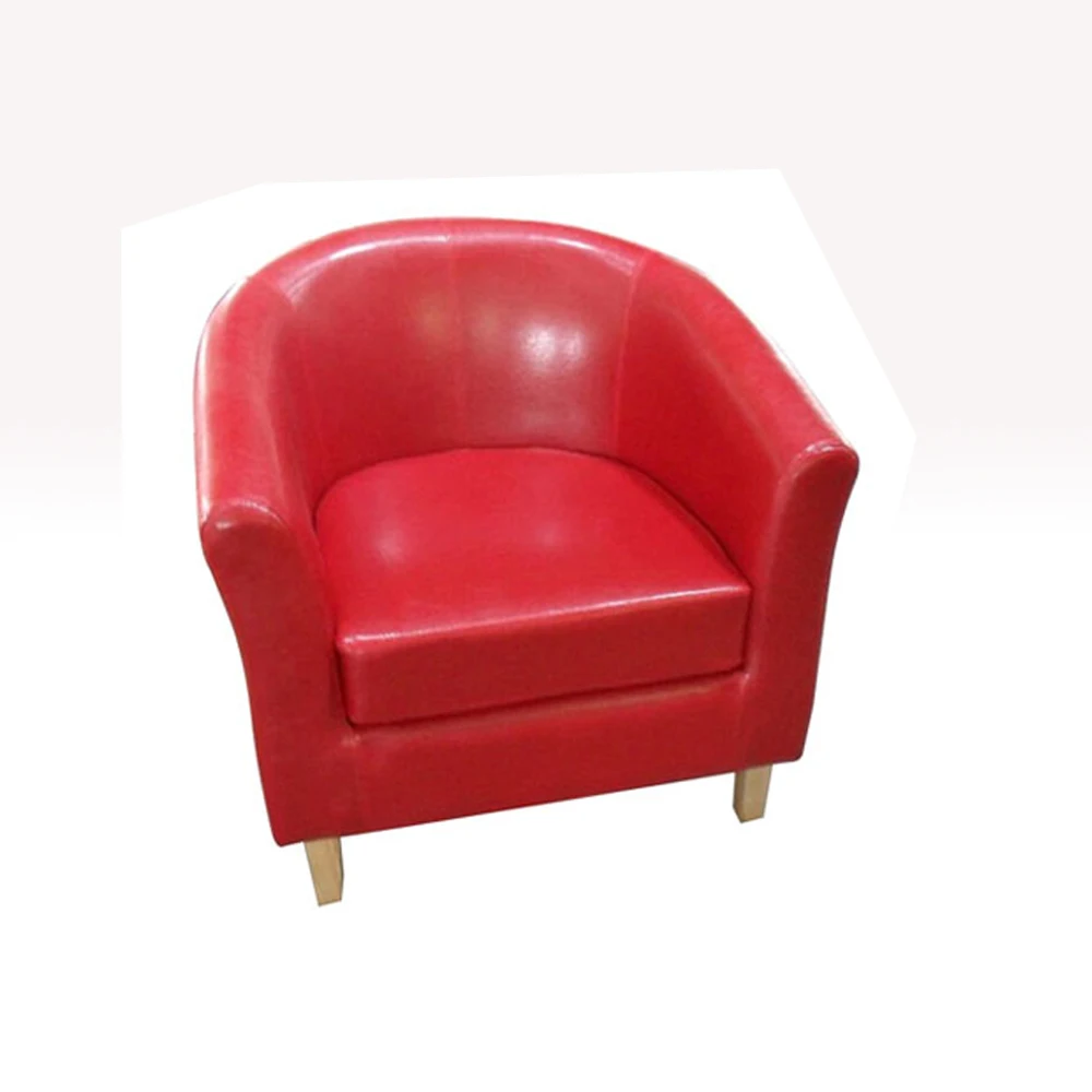 Giantex Arm Chair PU Leather Single Sofa Tub Barrel Club Seat Furniture w/Cushion (Red)