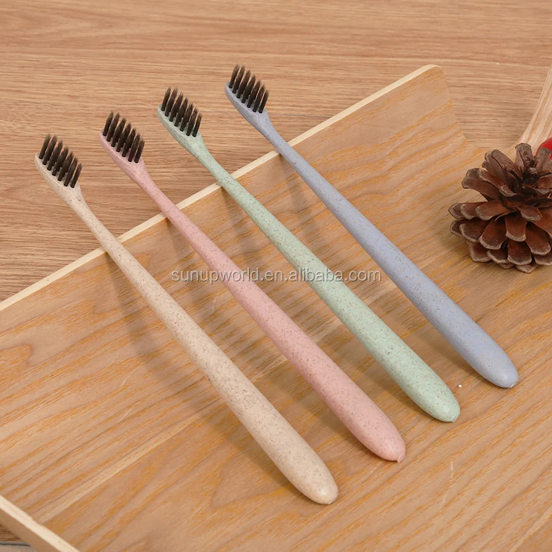 
New 100% Natural Wheat Straw Teeth Brush Charcoal Nano Bristle Bamboo Toothbrush 