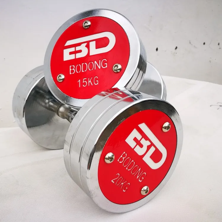 Wholesale New arrival fixed or rotating handles beautiful stainless polish chromed Dumbbells