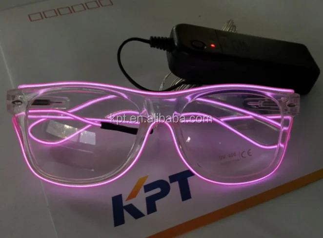 Manufacturer EL lighting 10 color sunglasses, rave party glowing shutter sunglasses, 3V battery inverter glowing sunglasses
