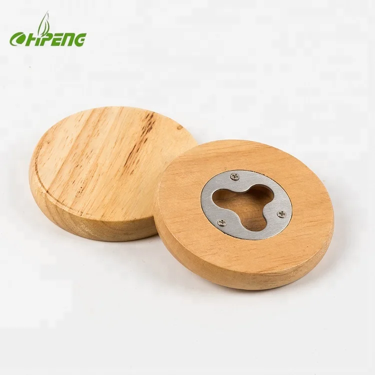 Круглая деревянная открывалка для пивных бутылок