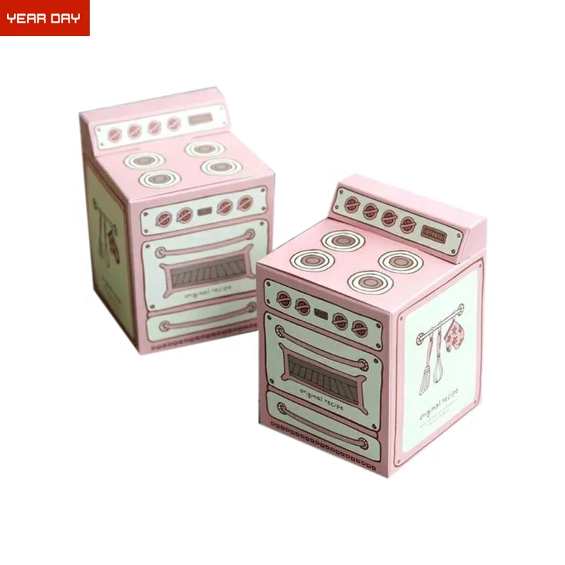 Pink Mint Oven Cupcake Boxes Retro Vintage Pastel Stove Cupcake Packaging Box