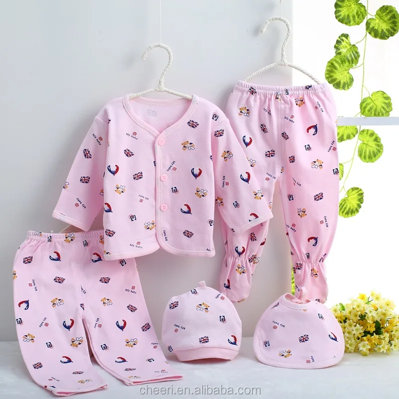 
2017 wholesale new fashion hot sale online shopping 5pcs in 1 set soft newborn baby clothing gift set 