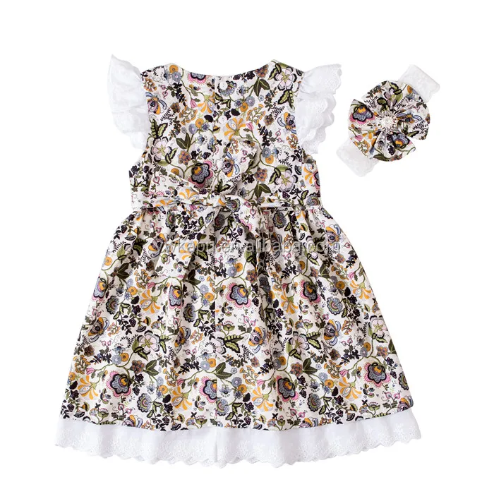 Wholesale Custom Colorful Pretty Children Boutique Clothing Kids Girls Casual Knit Dresses Size 4 6 12 16