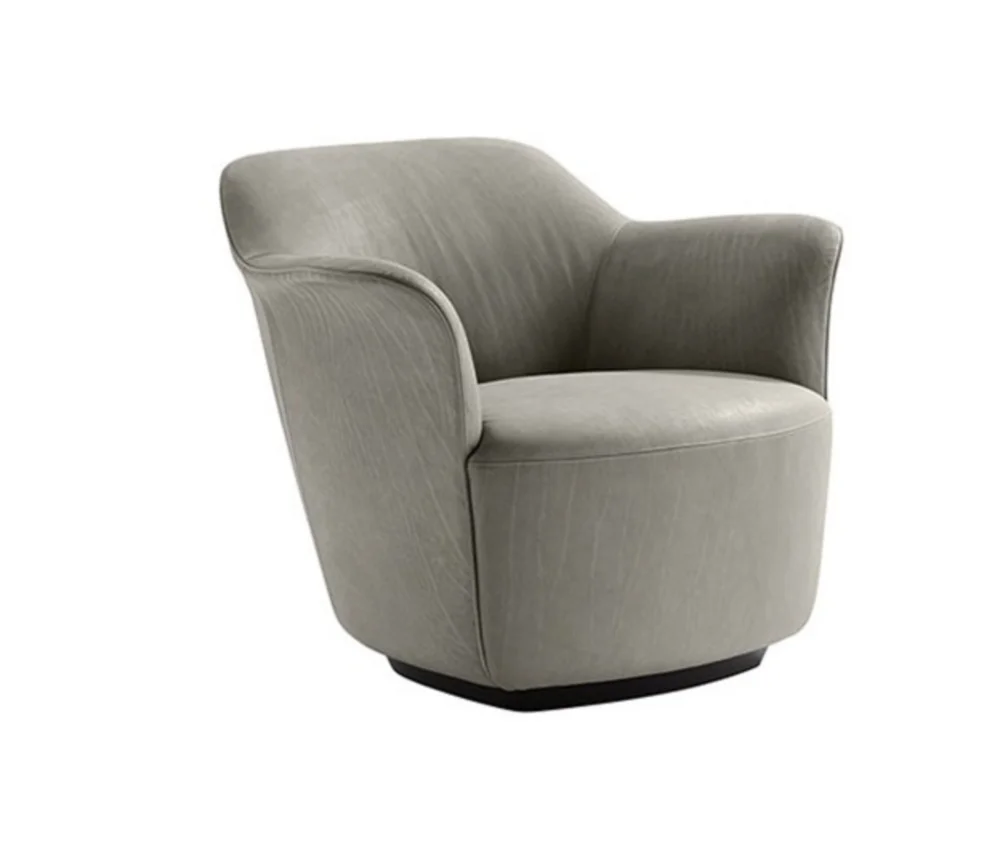 
Modern design brown leather hotel sofa chair with wooden base 