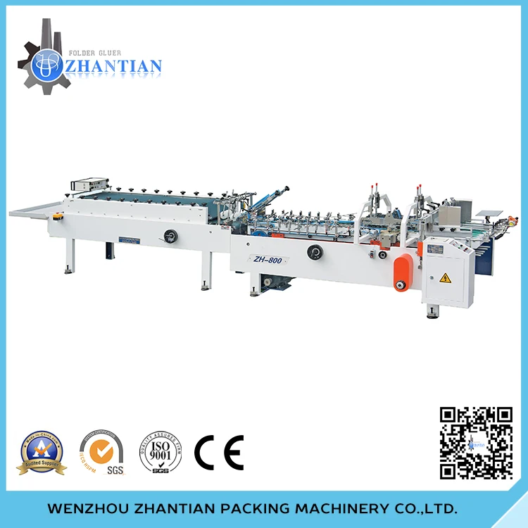 ZH-800 small production machines automatic gluer folder, automatic crash lock bottom box gluing folder