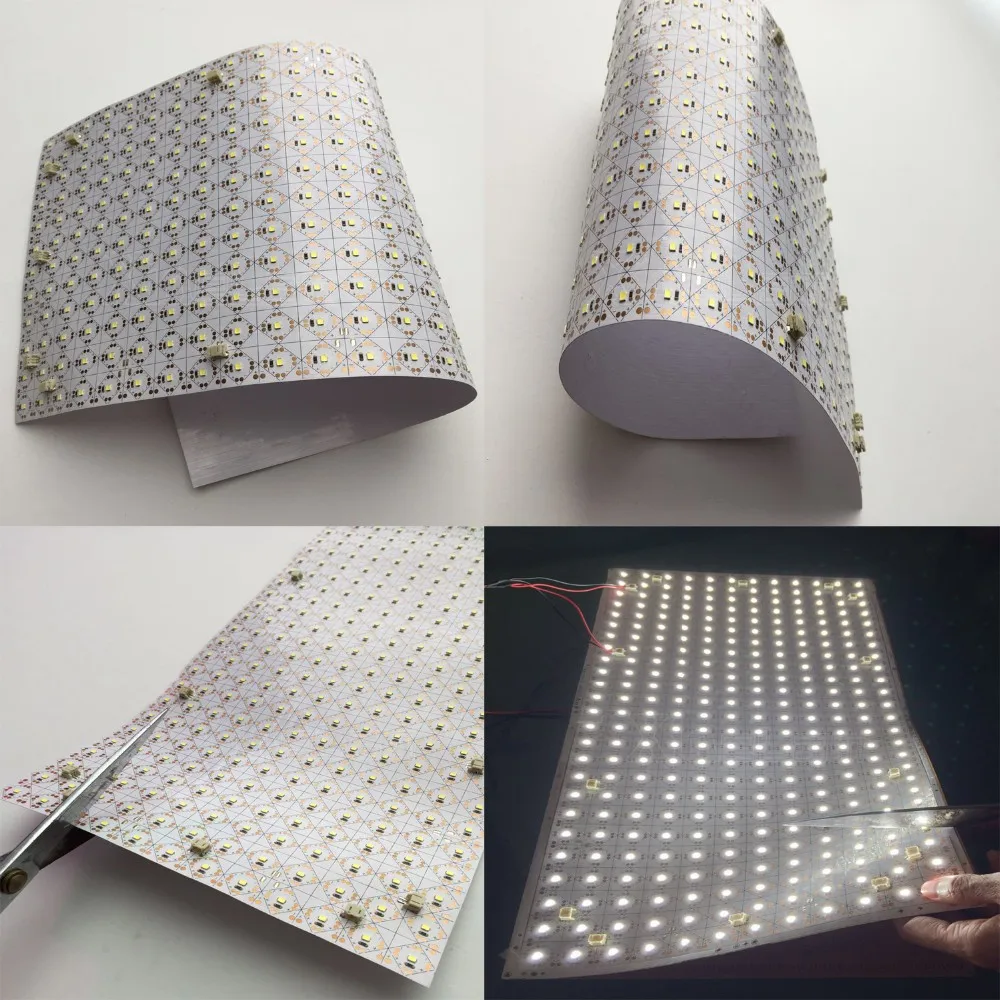 Dimmable flexible led sheet light tiles for curved face lighting