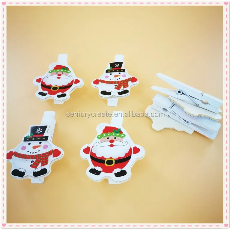 Christmas promotion wooden gifts Wood Photo clip Paper clips Santa Claus clothespins supplier