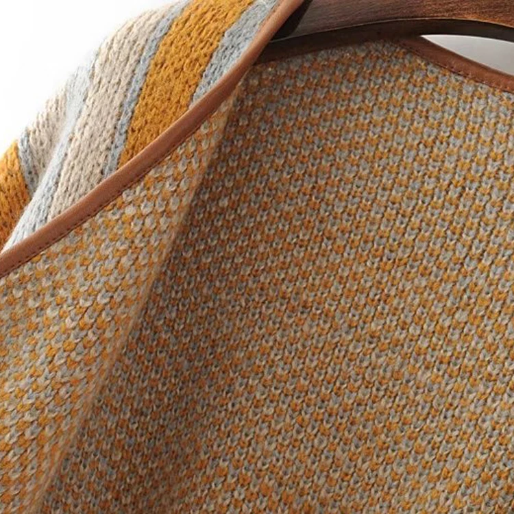 Korean Women Fashion 2024 Bat Sleeve Coat Color Block Varsity Sweaters Wholesale Women Cardigan