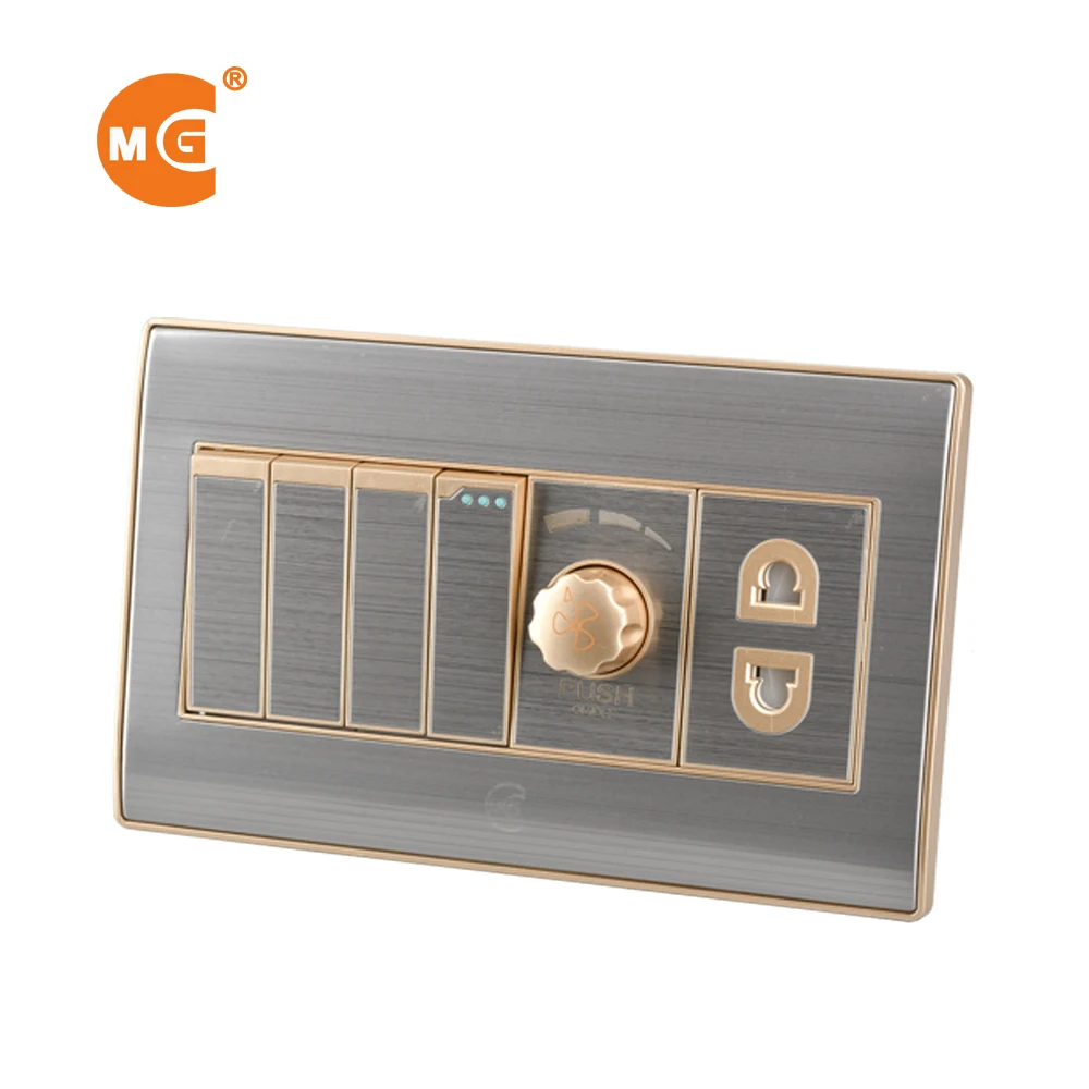 One gang dimmer 4 gang switch 2 pin socket