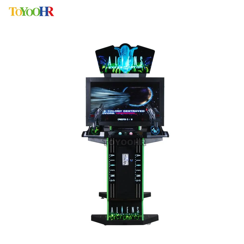 Arcade Game Machine Gun Shooting 32 Inch LED Alien Gun Machine for Arcade Game Room and Family Entertainment Center