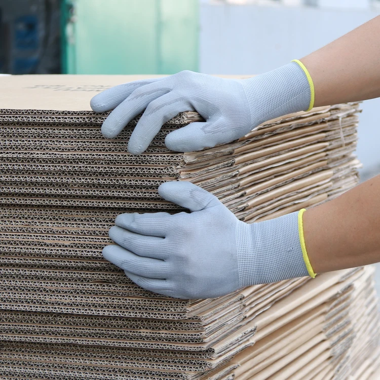 Working Gloves Xingyu 13G Grey Nylon Shell PU Coated Work Safety Gloves Cotton Hand Gloves