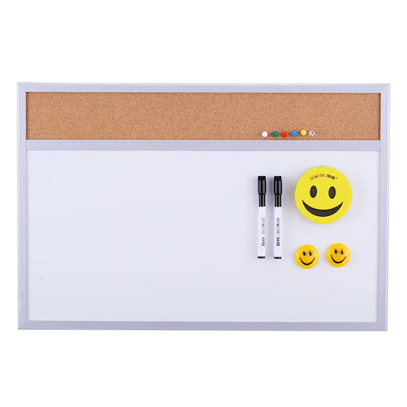 
High Quality Combination One Magnetic Whiteboard One Bulletin Cork Board in Wooden Frame 