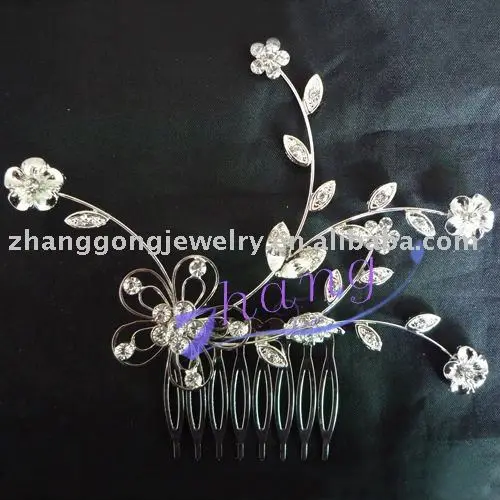 
decorative rhinestone flower shaped hair comb 