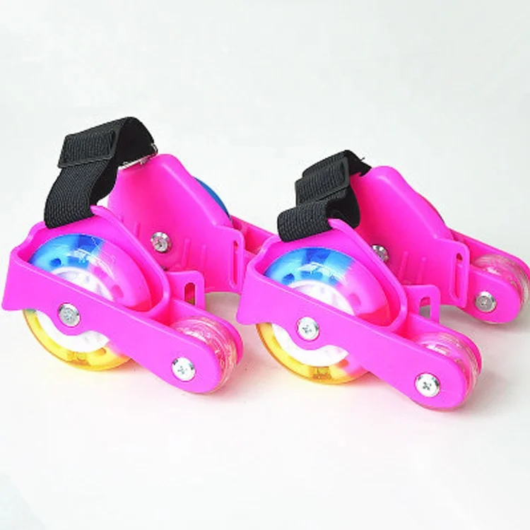 4 Wheels Kids Adjustable Flashing Heel Skates Roller Shoes