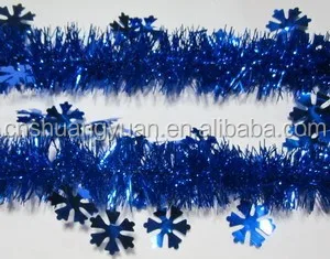 5cm*2meters cheap Green with white edge PET Tinsel Garland for party and festival and Christmas home decoration
