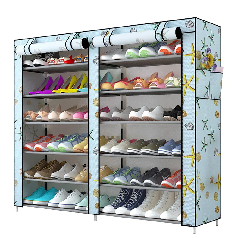 
Modern simplicity European style pastoral style large capacity DIY free assembly double row shoe rack 