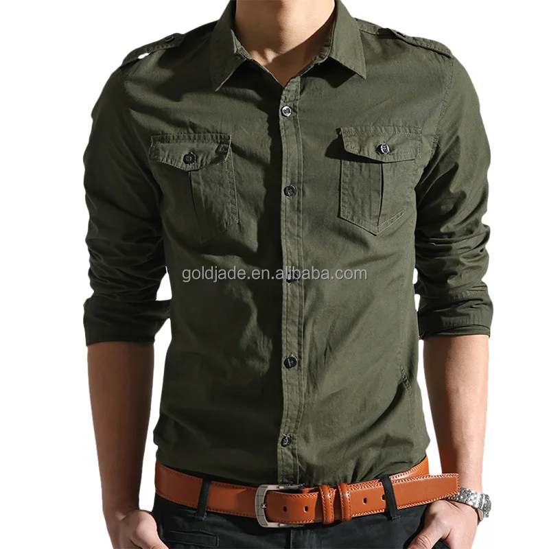 
Military style dress shirt, Latest Shirts for men, 100% cotton western style dress shirt 