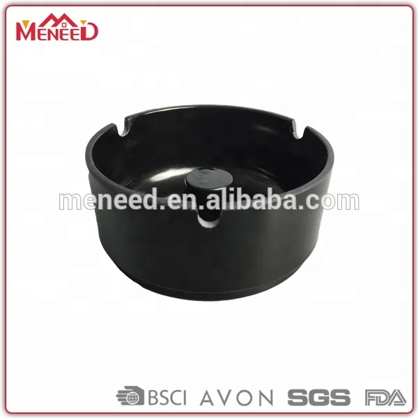 Plastic houseware factories new design hot sale 3 holes cigar melamine black plastic ashtray