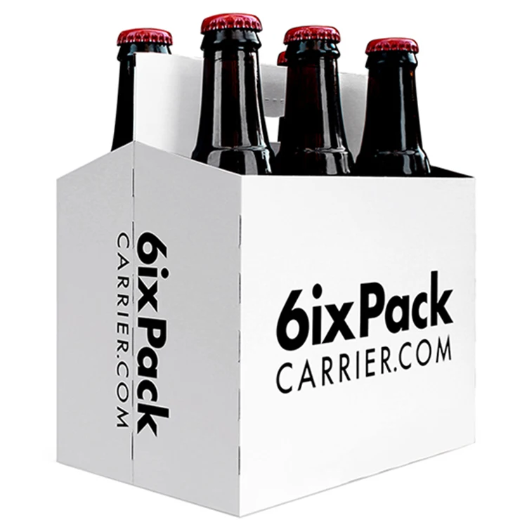 Custom Printed Portable Beer Bottle Glasses Wine Box Corrugated Cardboard Paper Wine Packaging Box Bulk Cheap Six Pack Beer Box