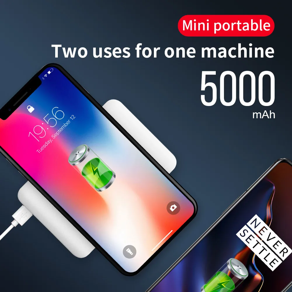Лидер продаж рекламный электронный гаджет! 5000mAh Мини Размер универсальное беспроводное зарядное устройство Power Bank Qi