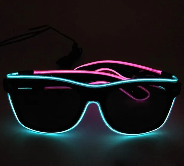 New double color rave light up El wire glasses flashing led sunglasses costumes for Bar, Party, Christmas