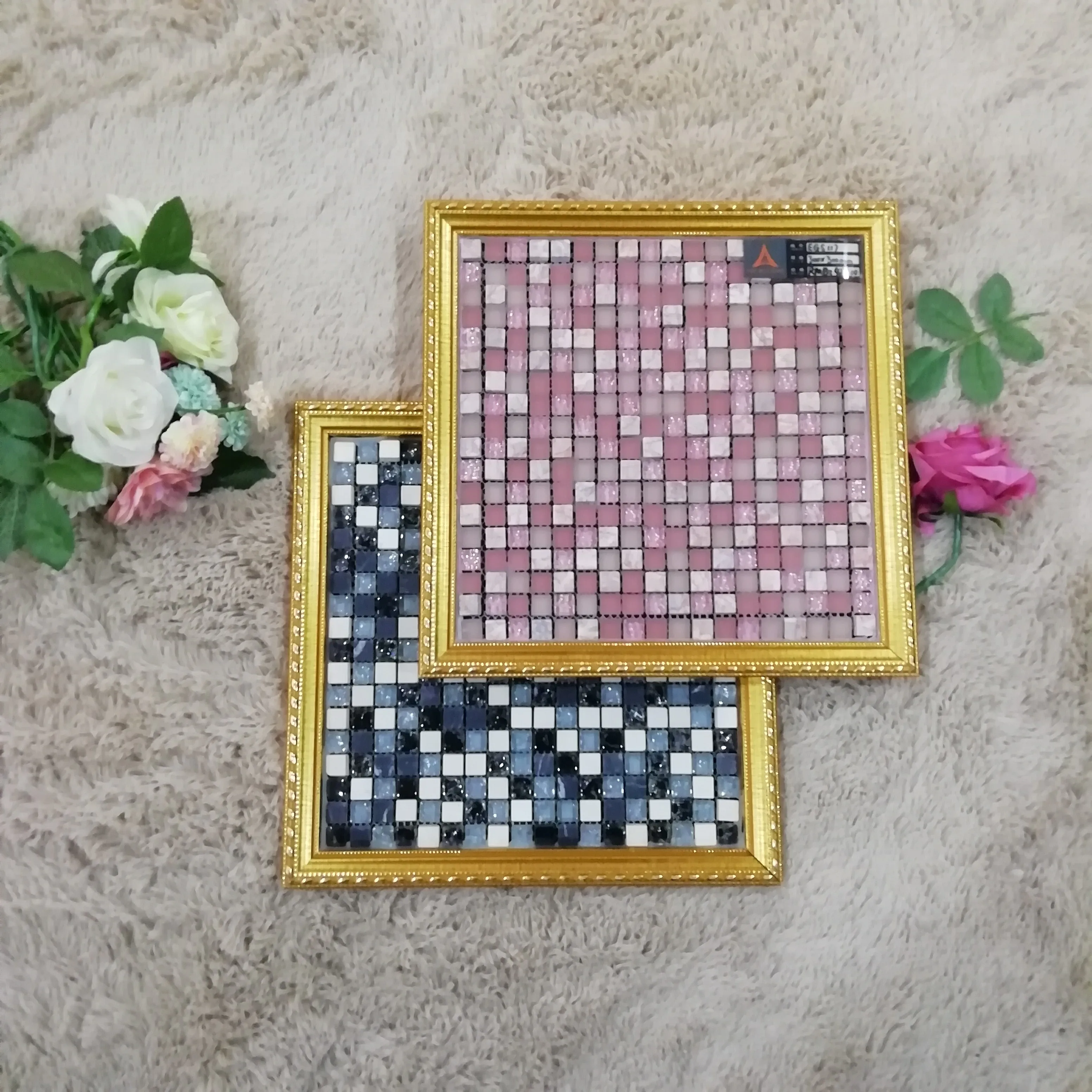 
Colors mixed white glass stone mosaic tile for interior finish 