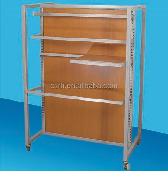 With Wheels Two Sides Wooden Steel Cloth Rack