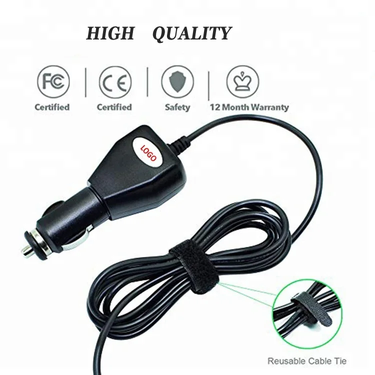 12v 2a car Square cigarette lighter adapter with dc 5.5*2.1mm  8FT extension charging cable