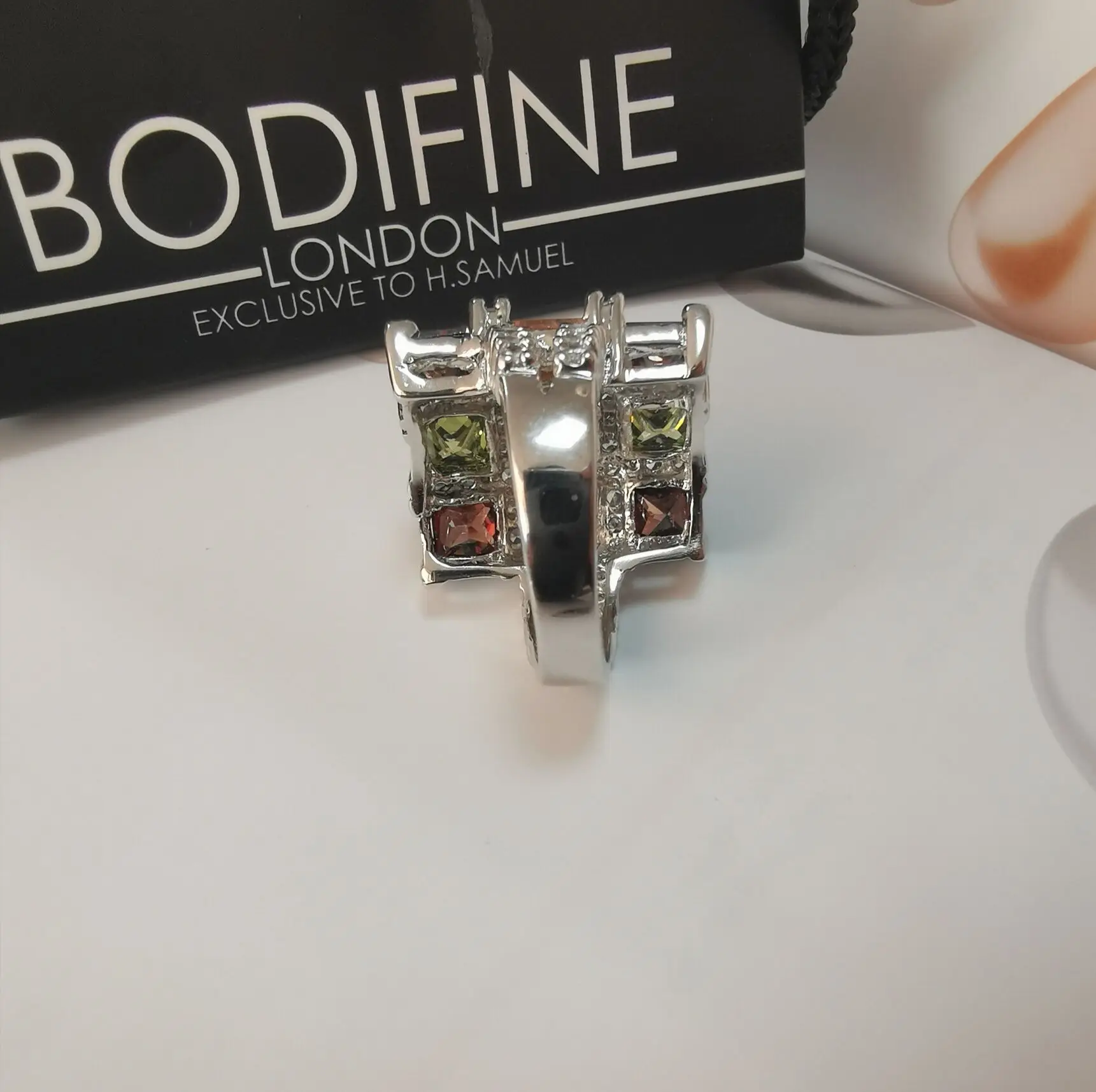 Fashion Silver Ring With Big Colored Stone For Party